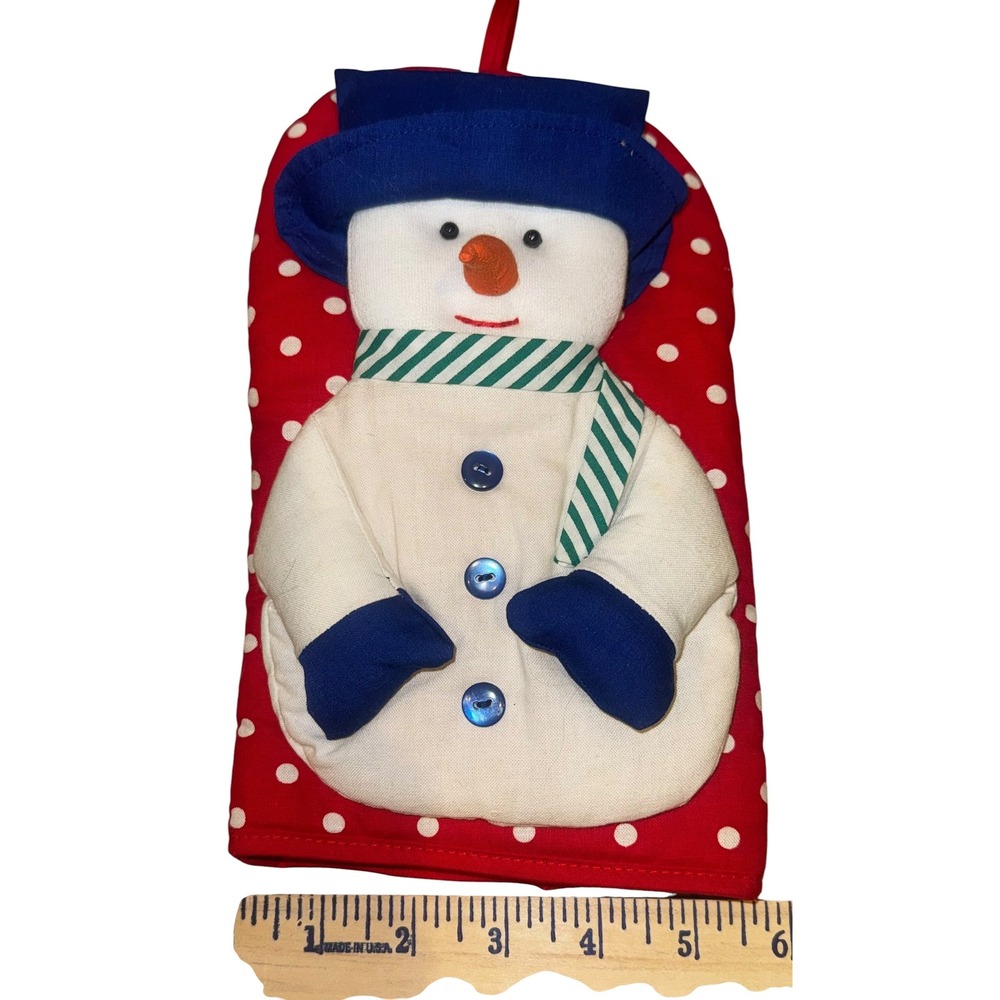 Hot Mitt King Mr Snowman Oven Mitt Red Polka Dot Christmas Holiday New With Tags